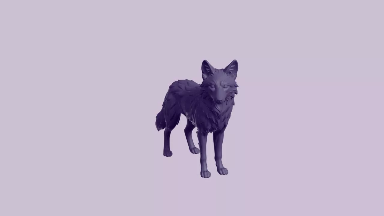 Alert Standing Timber Wolf Figurine 3D print model