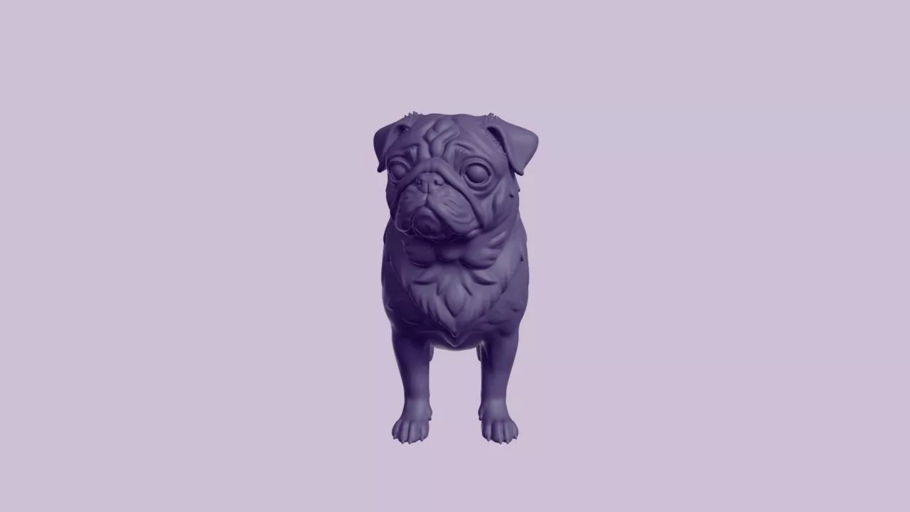 Realistic Standing Pug Dog Figurine 3D print model