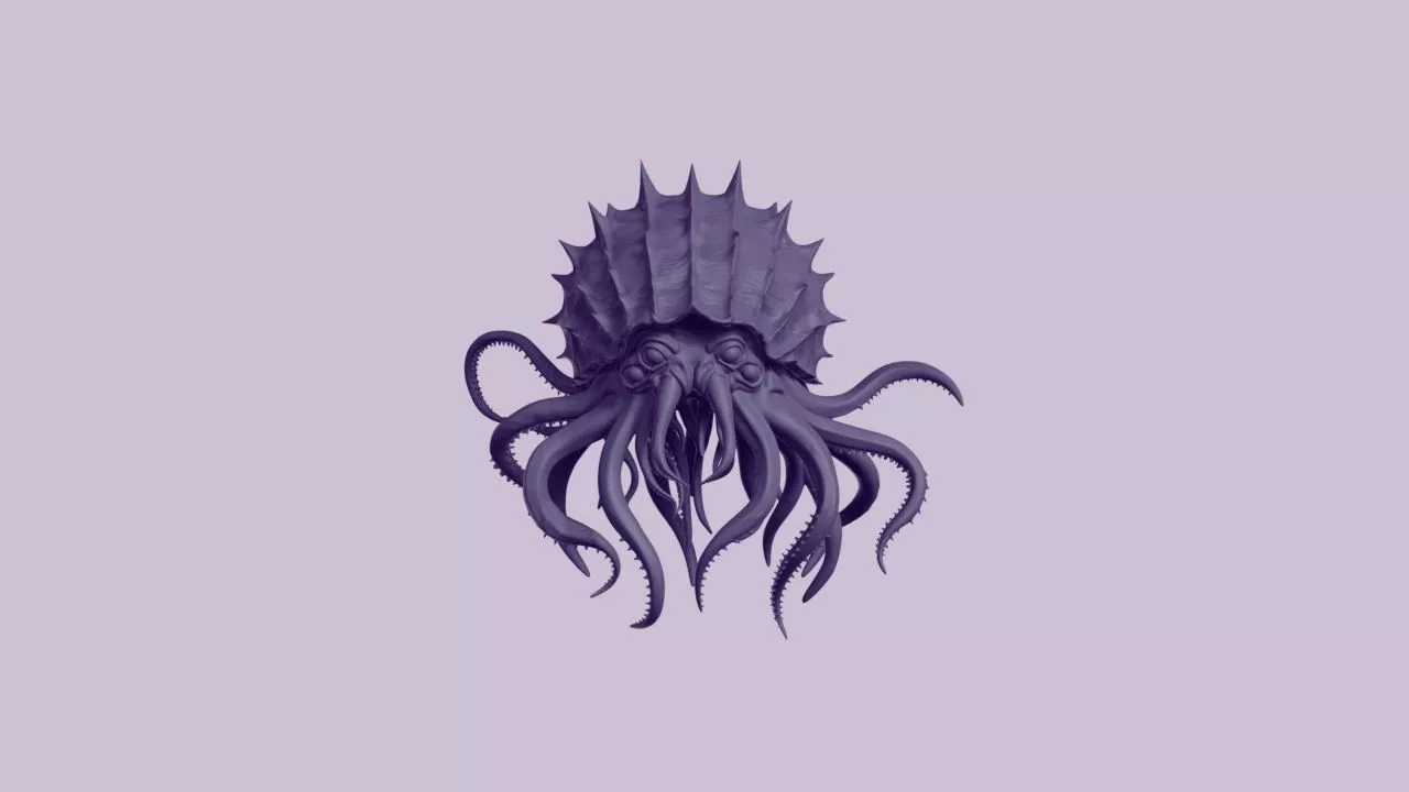 Abyssal Cephalopod Nautilus Tentacle Creature 3D print model