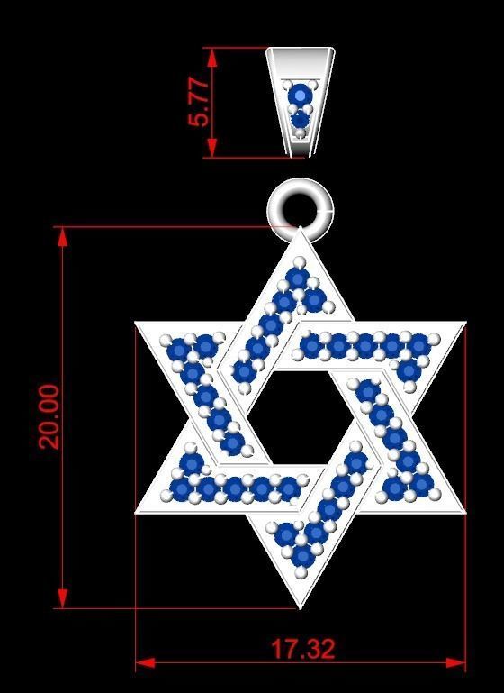 Pendant of the star of David 133 3D print model_9