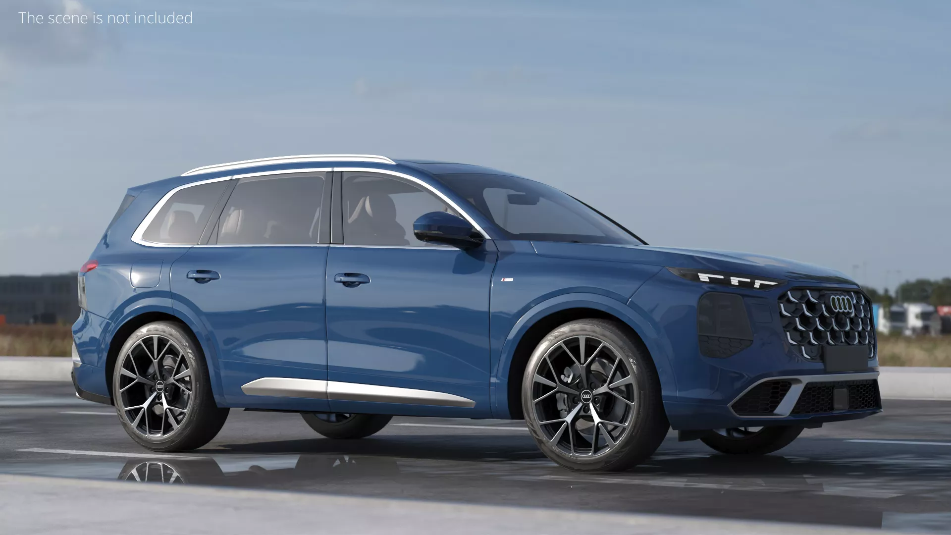 2027 Audi Q7 Luxury SUV Blue Rigged for Cinema 4D 3D model