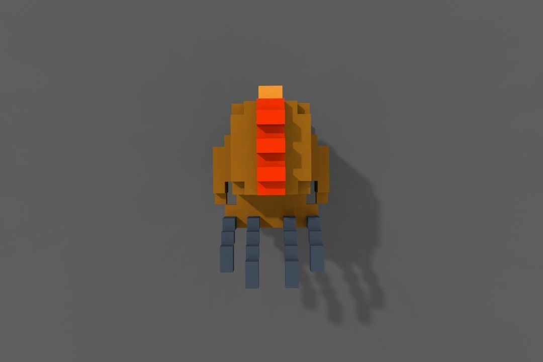 Voxel Rooster  Low-poly 3D model_8