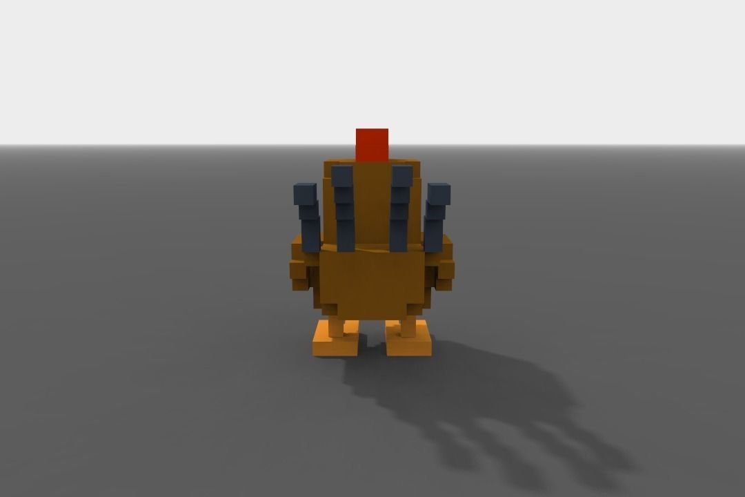 Voxel Rooster  Low-poly 3D model_4
