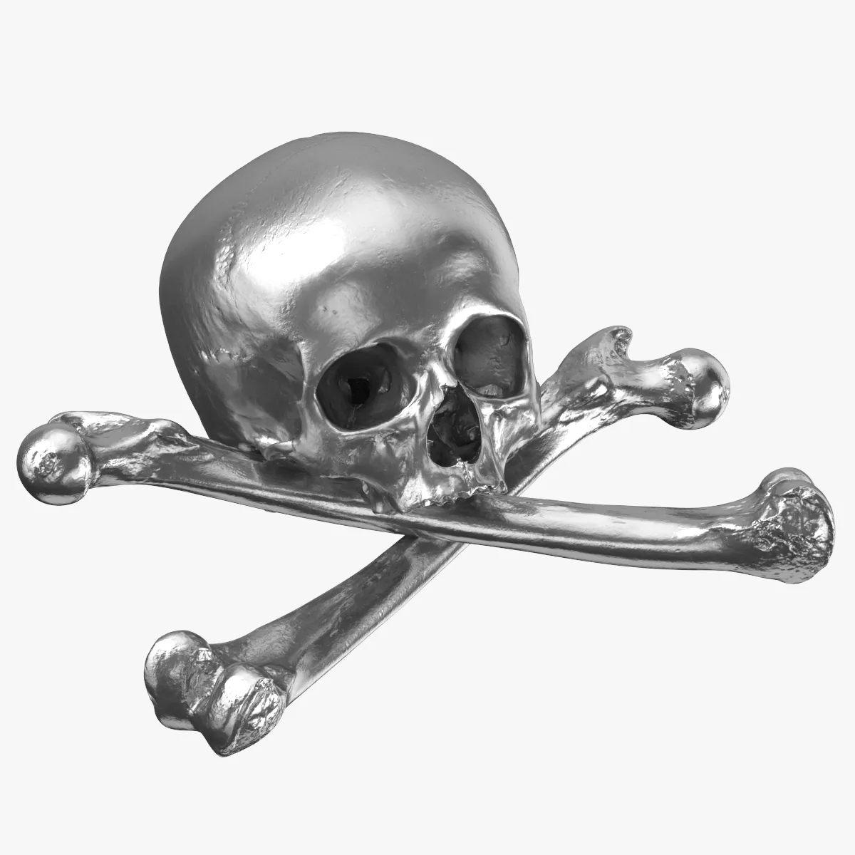 Pirate Skull and Bones Composition 01 Silver 3D model