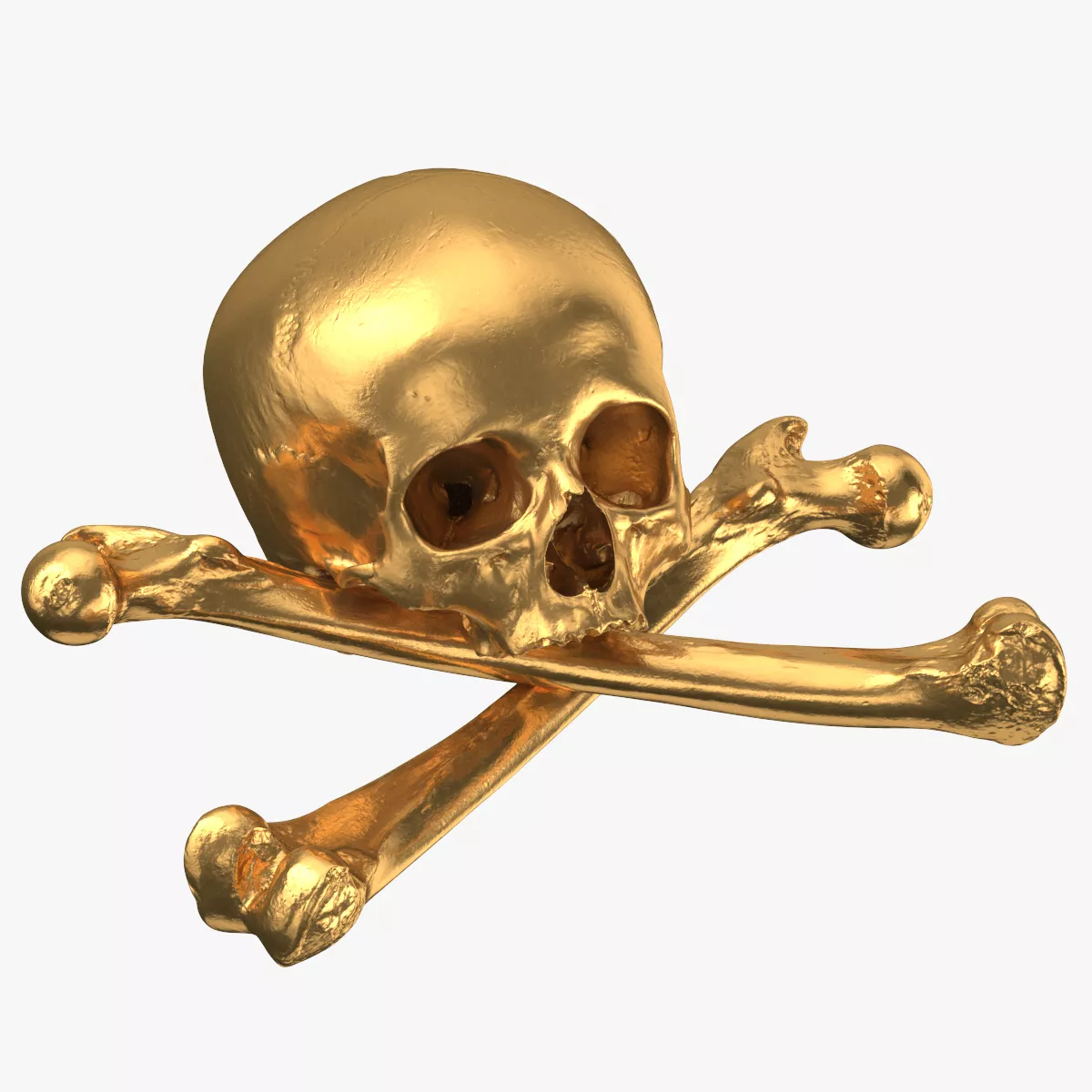 Pirate Skull and Bones Composition 01 Gold 3D model