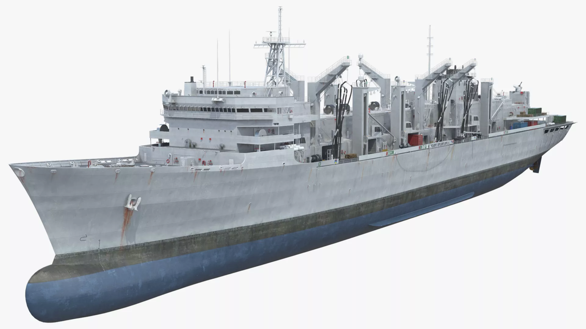 Military Supply Ship with Industrial Deck Rigged Cinema 4D 3D model