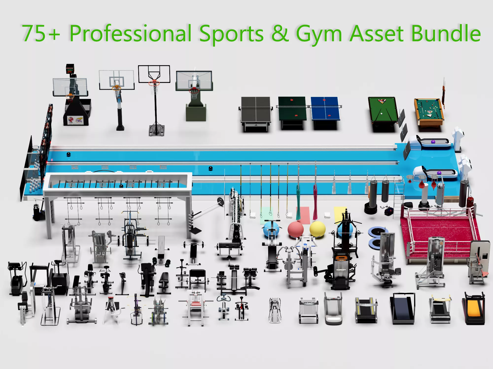 Professional Sports and Gym Asset Bundle 3D model