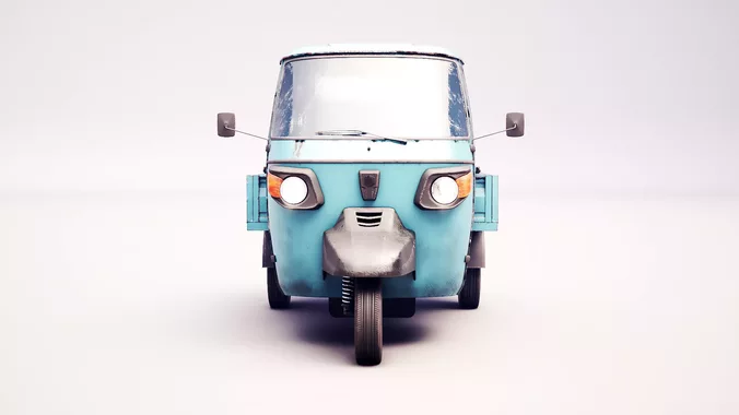 Classic Three-Wheeler Auto Rickshaw Pickup Aged and Worn