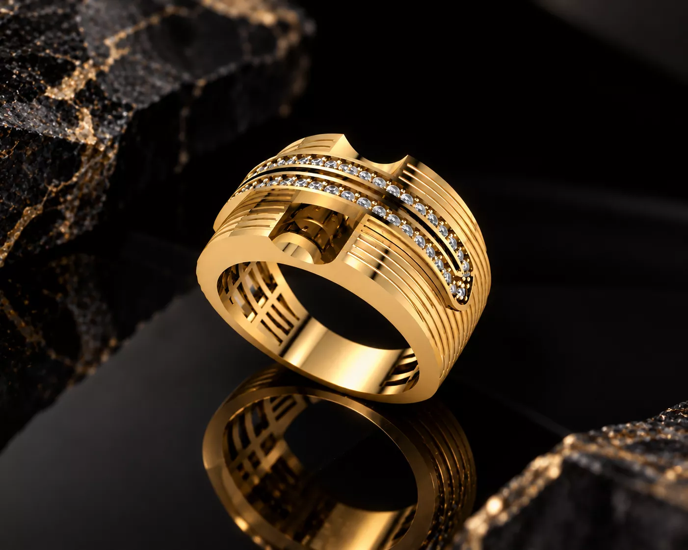Multi-row ring 3D print model