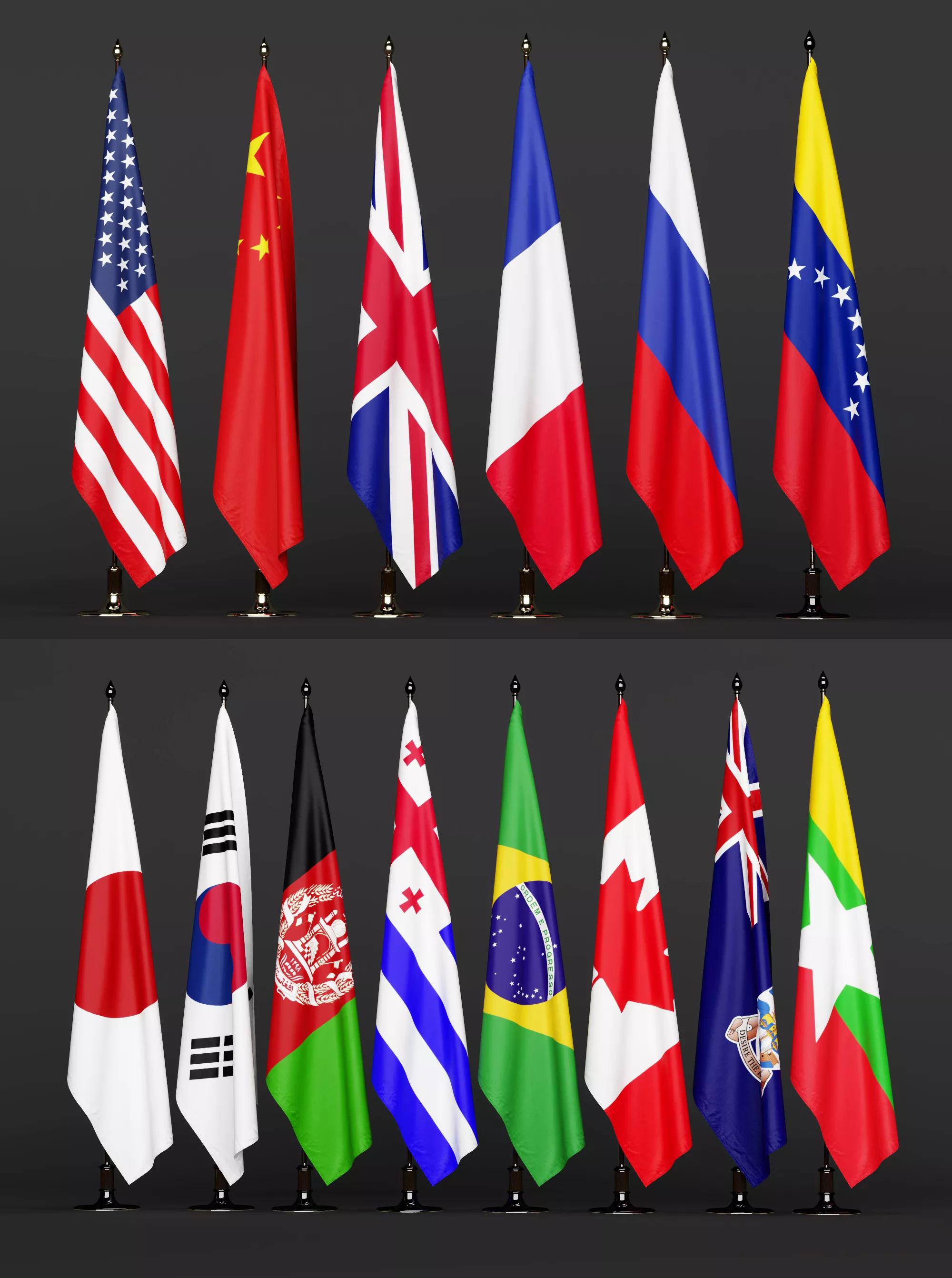 World Desk Flags Asset Bundle 3D model