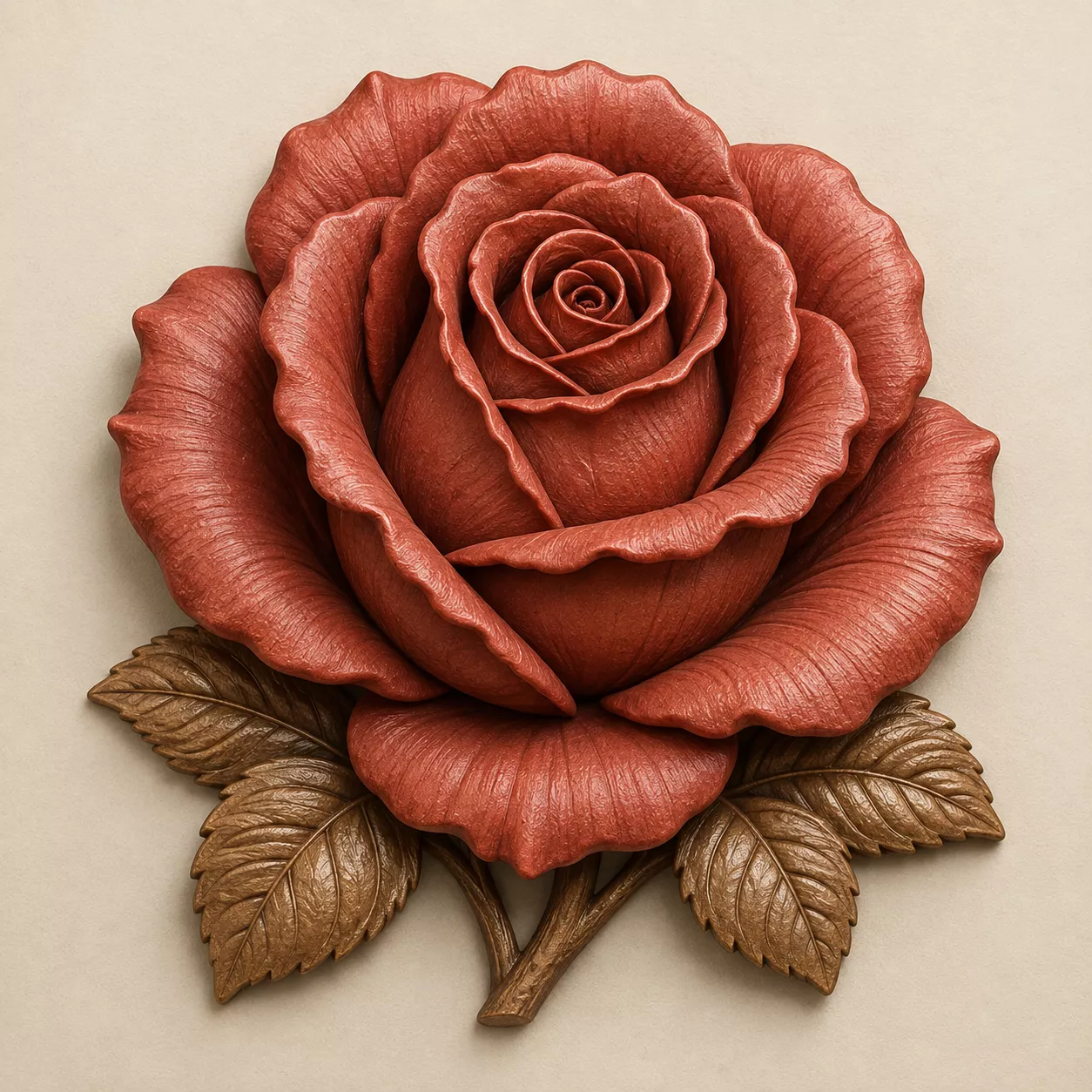 Red Rose Wood Carving Relief STL CNC Router 3D Model 3D print model