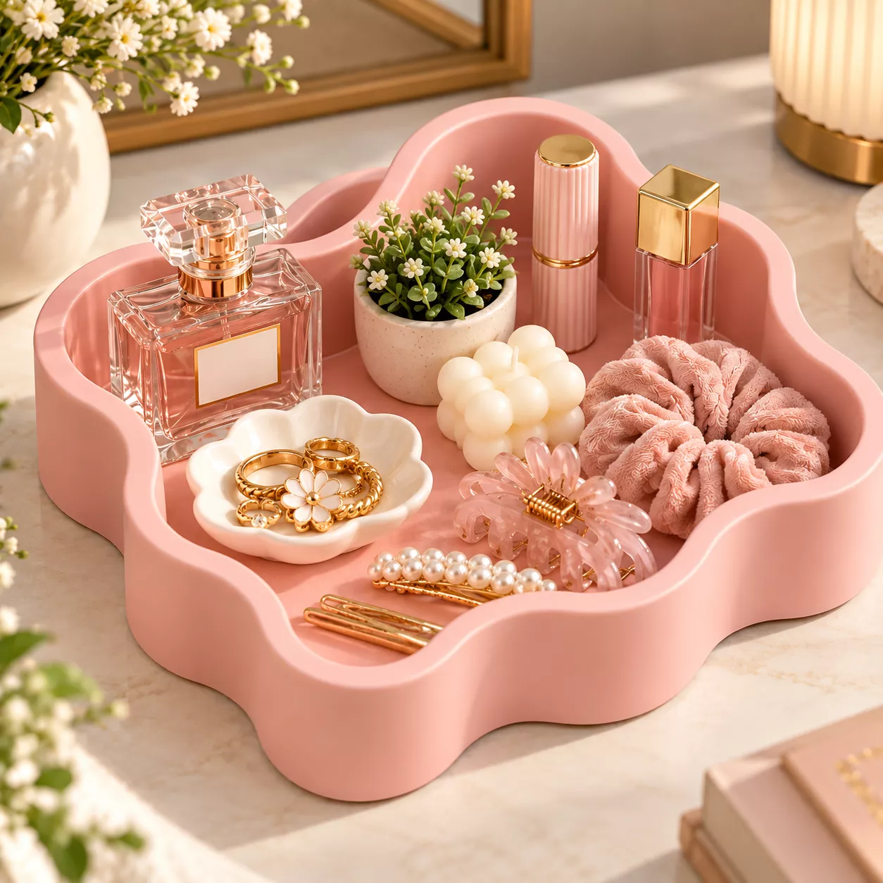 Scalloped Flower Organizer Tray 3d stl file 3D print model