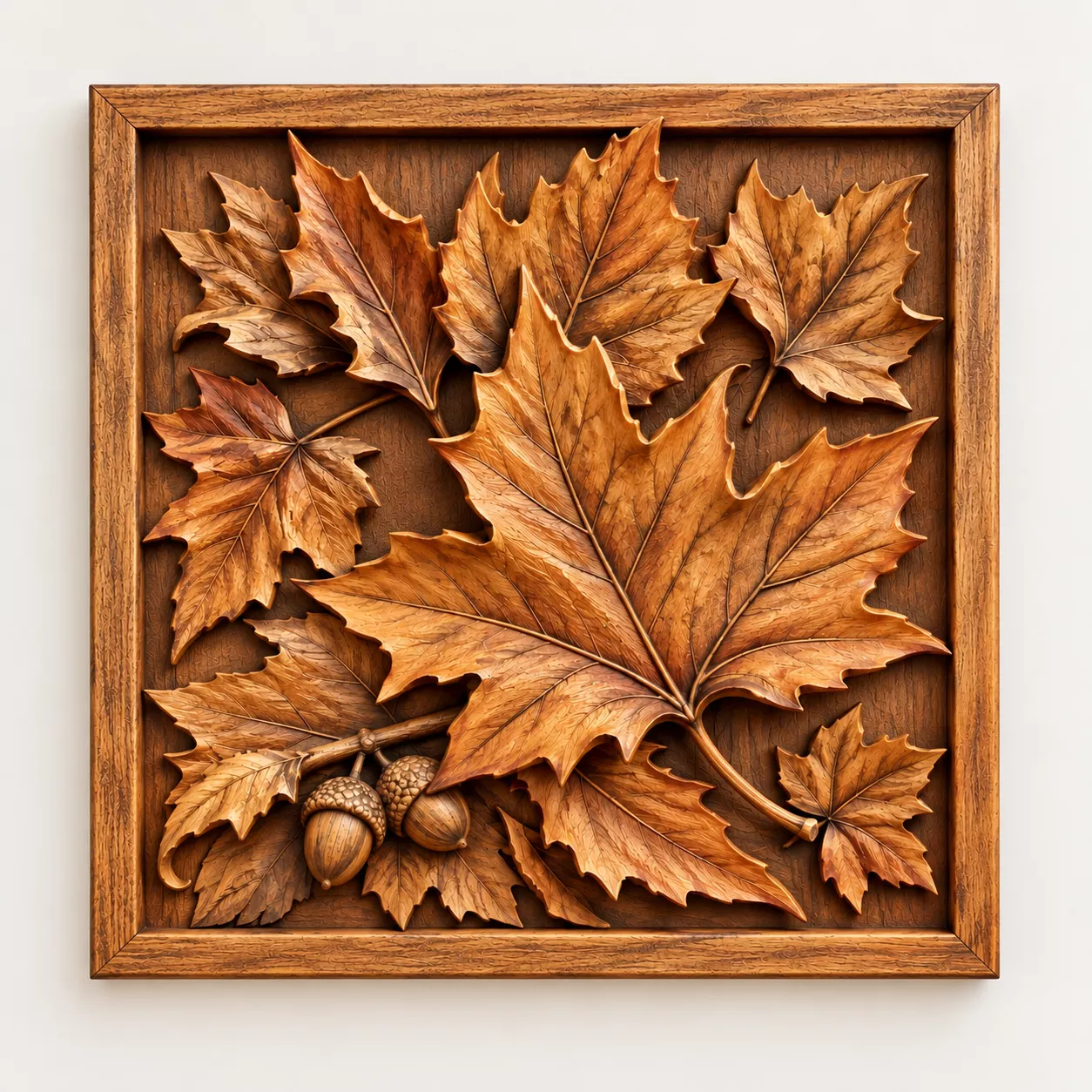 Maple Leaf 3D Wood Carving Relief STL Autumn Wall Decor 3D print model