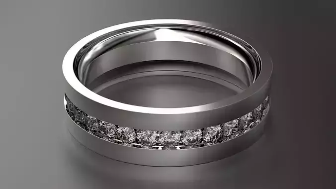 Ring silver wedding with diamonds