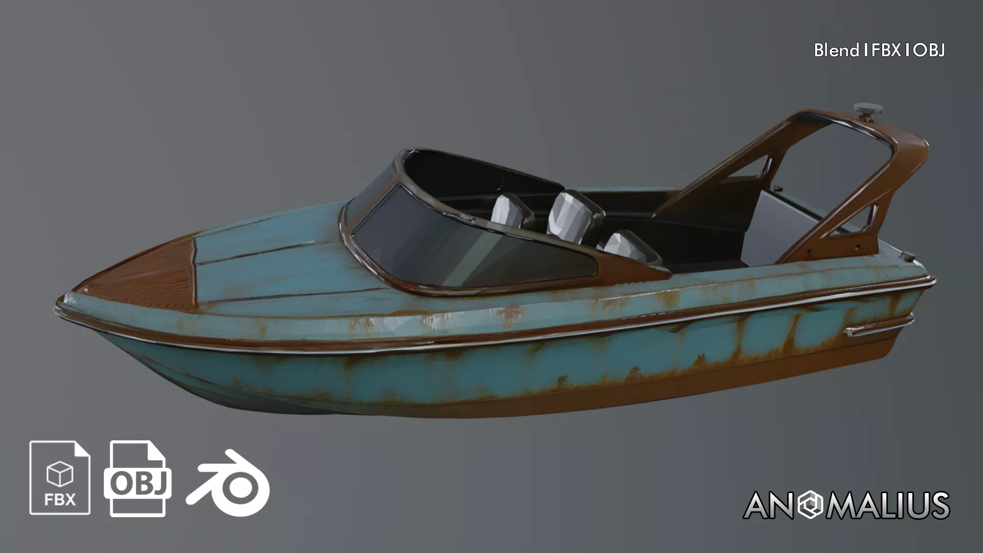 rusty motorboat 3D model