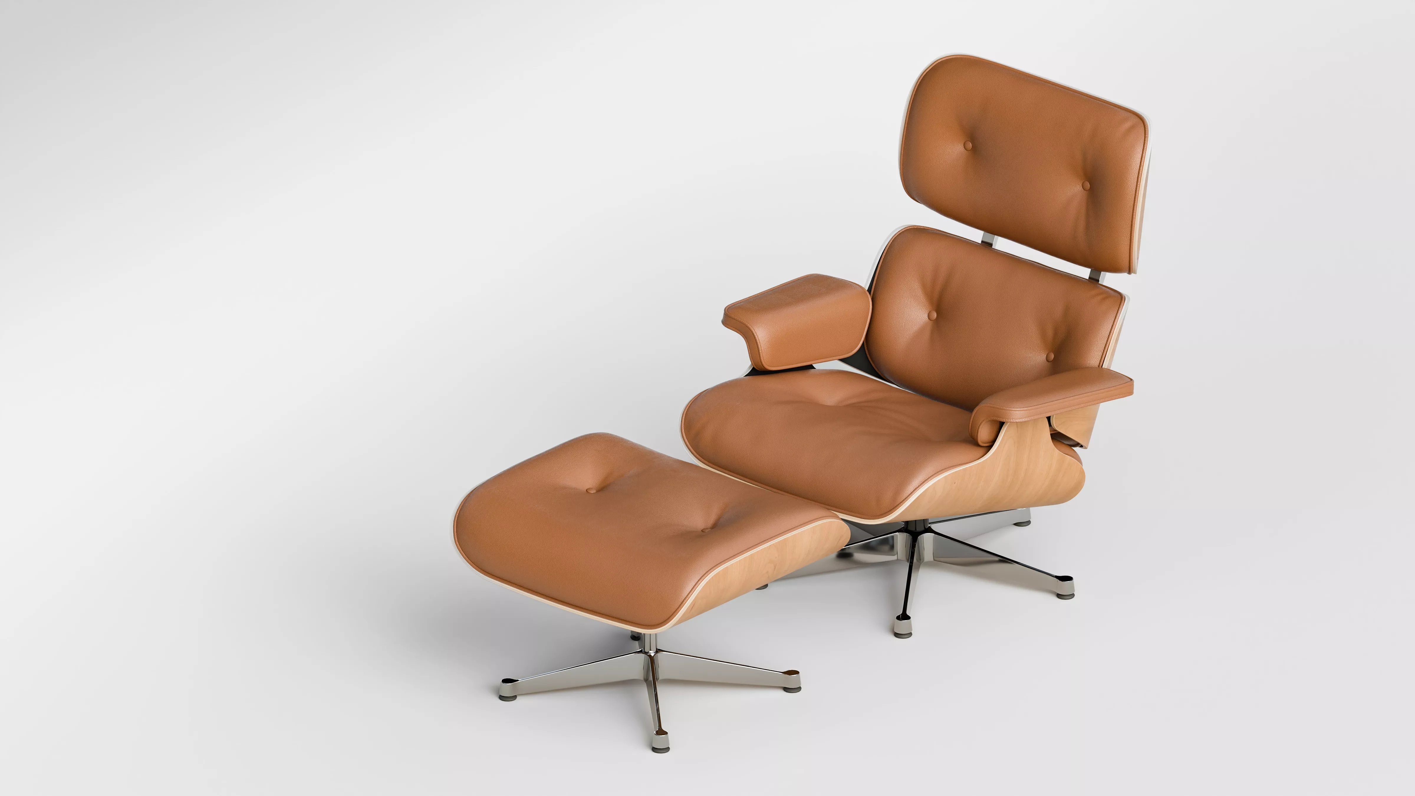 Eames Lounge Chair and Ottoman Cherry Wood 3D Model 3D model