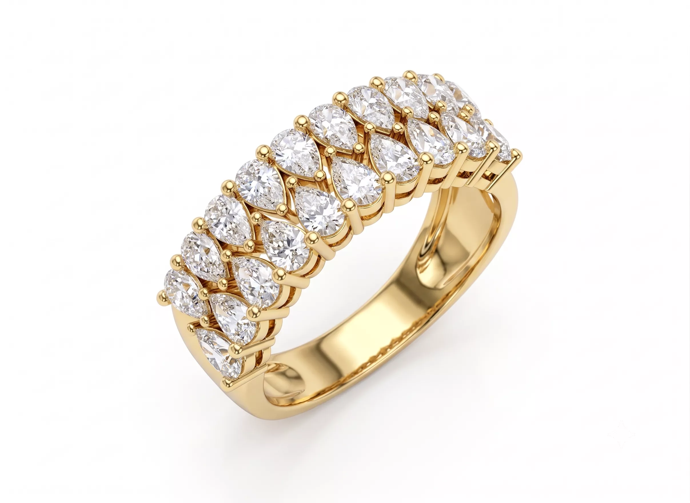 Pear Shape Diamond Ring CAD Model Row Design 3D print model