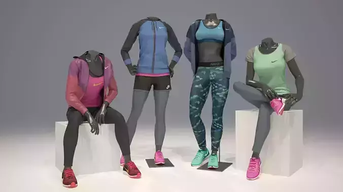 Woman mannequin Nike pack 3 3D model