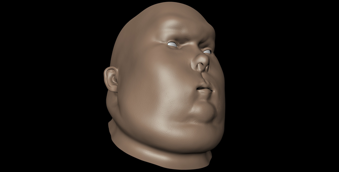 Obese Male High poly and low poly head mesh model