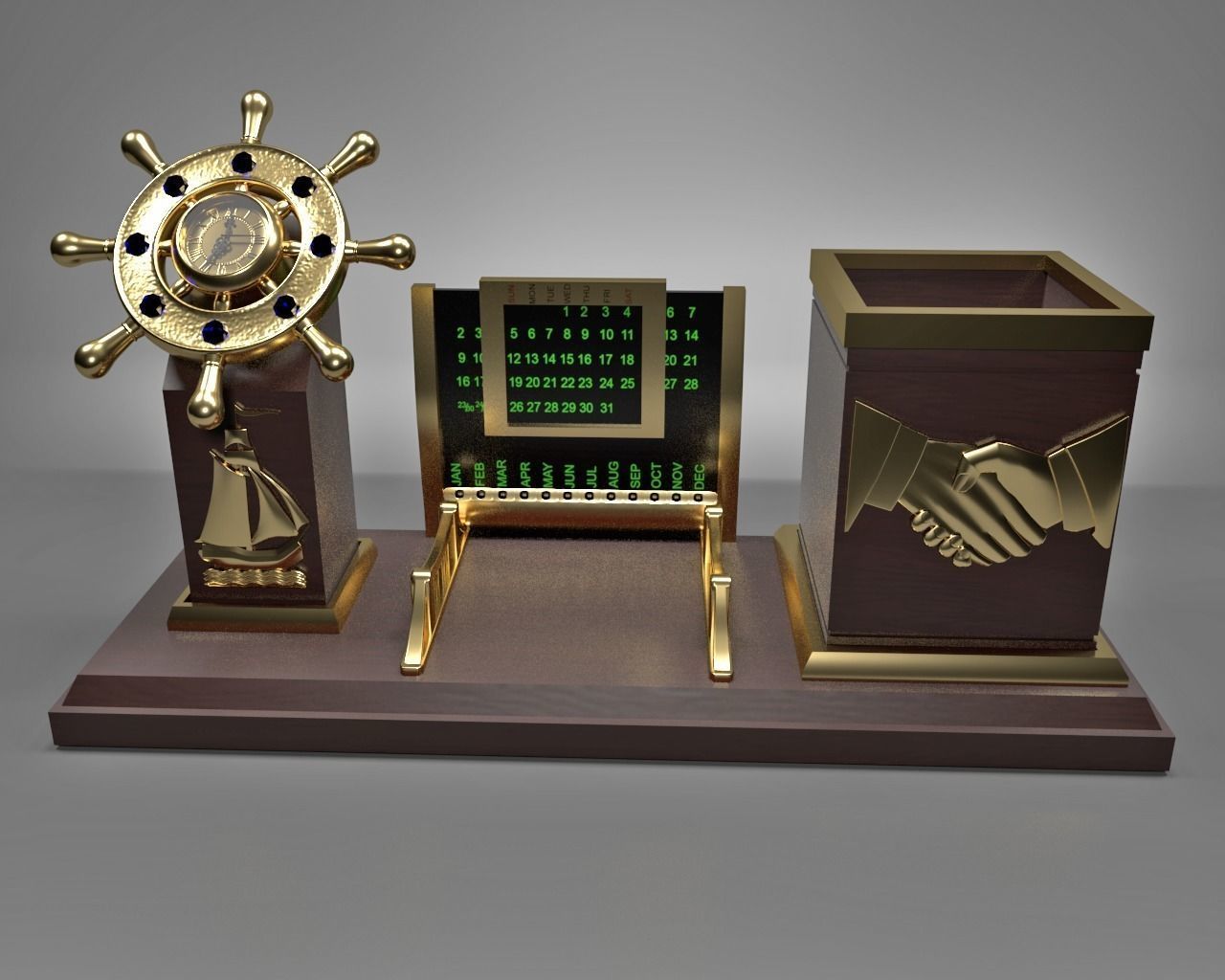 Nautical Themed executive desktop set 3D model_1