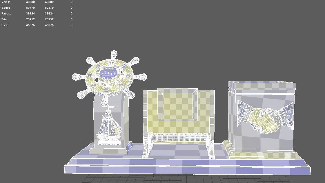 Nautical Themed executive desktop set 3D model_4