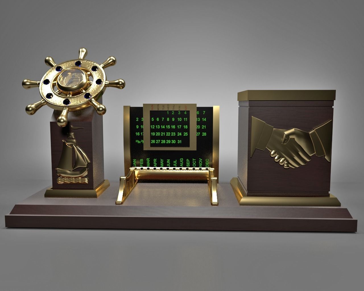 Nautical Themed executive desktop set 3D model_0