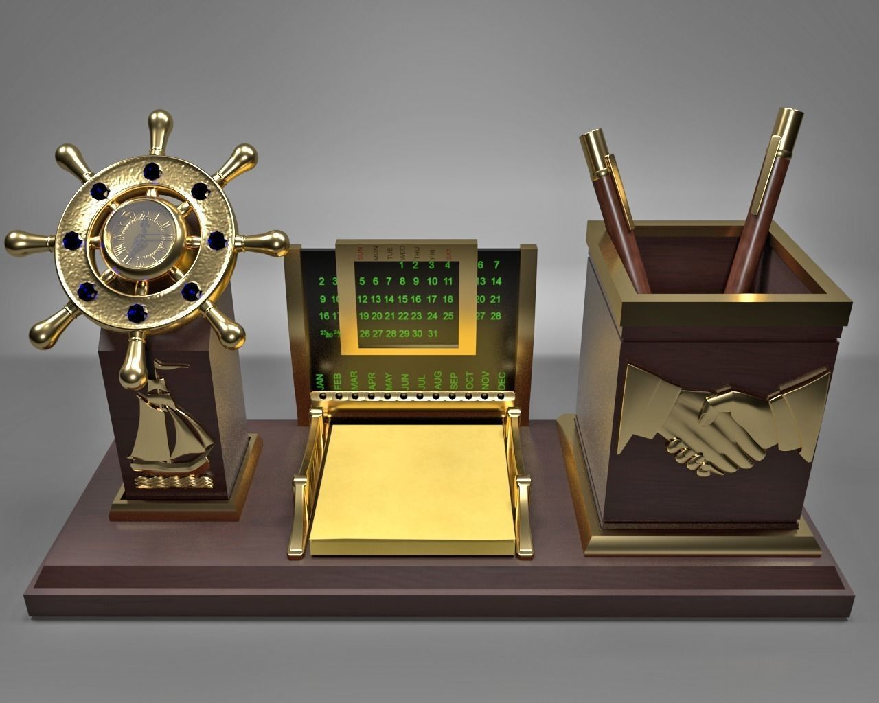 Nautical Themed executive desktop set 3D model_2