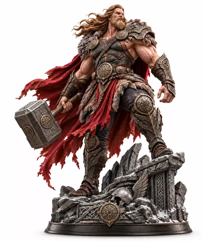 Thor Norse God Thunder Warrior Hammer Printable Figure STL Model