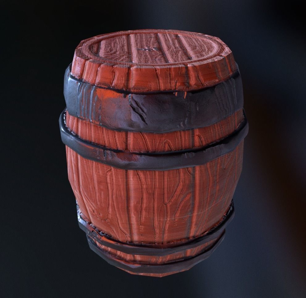 Barrel wooden Low-poly 3D model_0