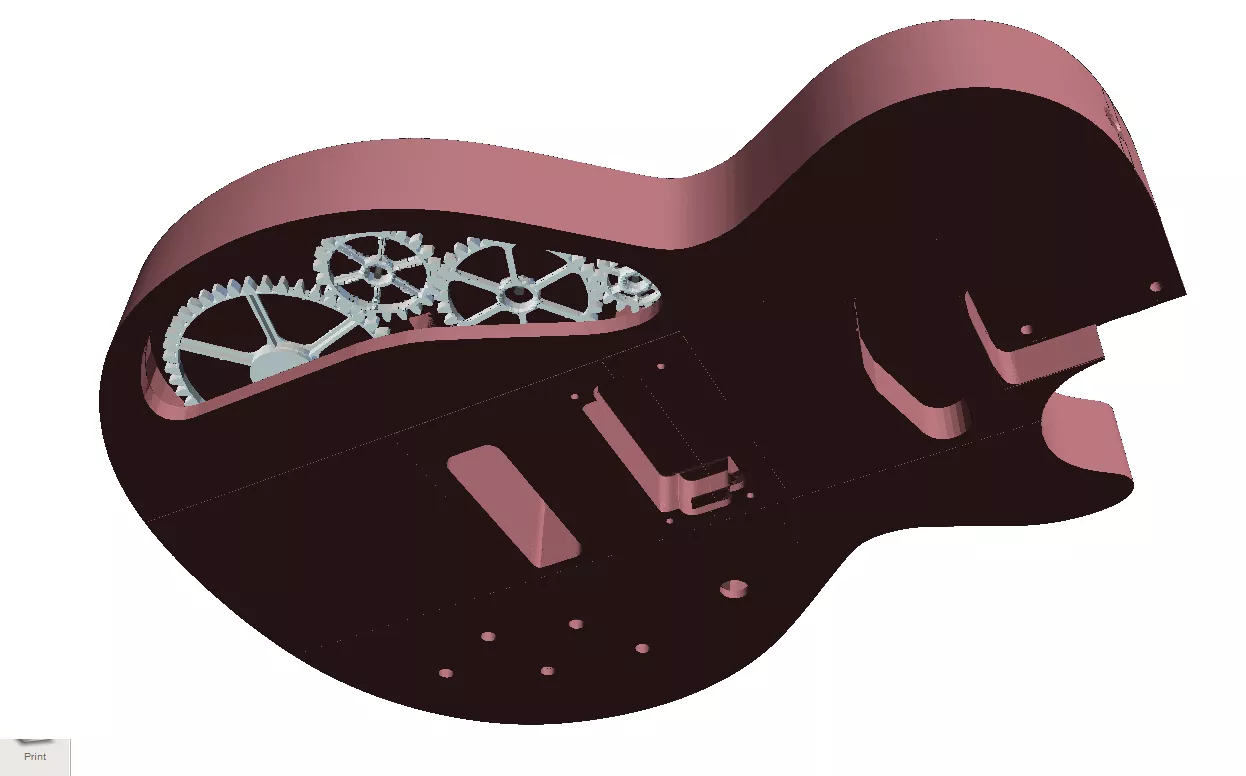 Strat neck Les Paul model with gears 3D print model