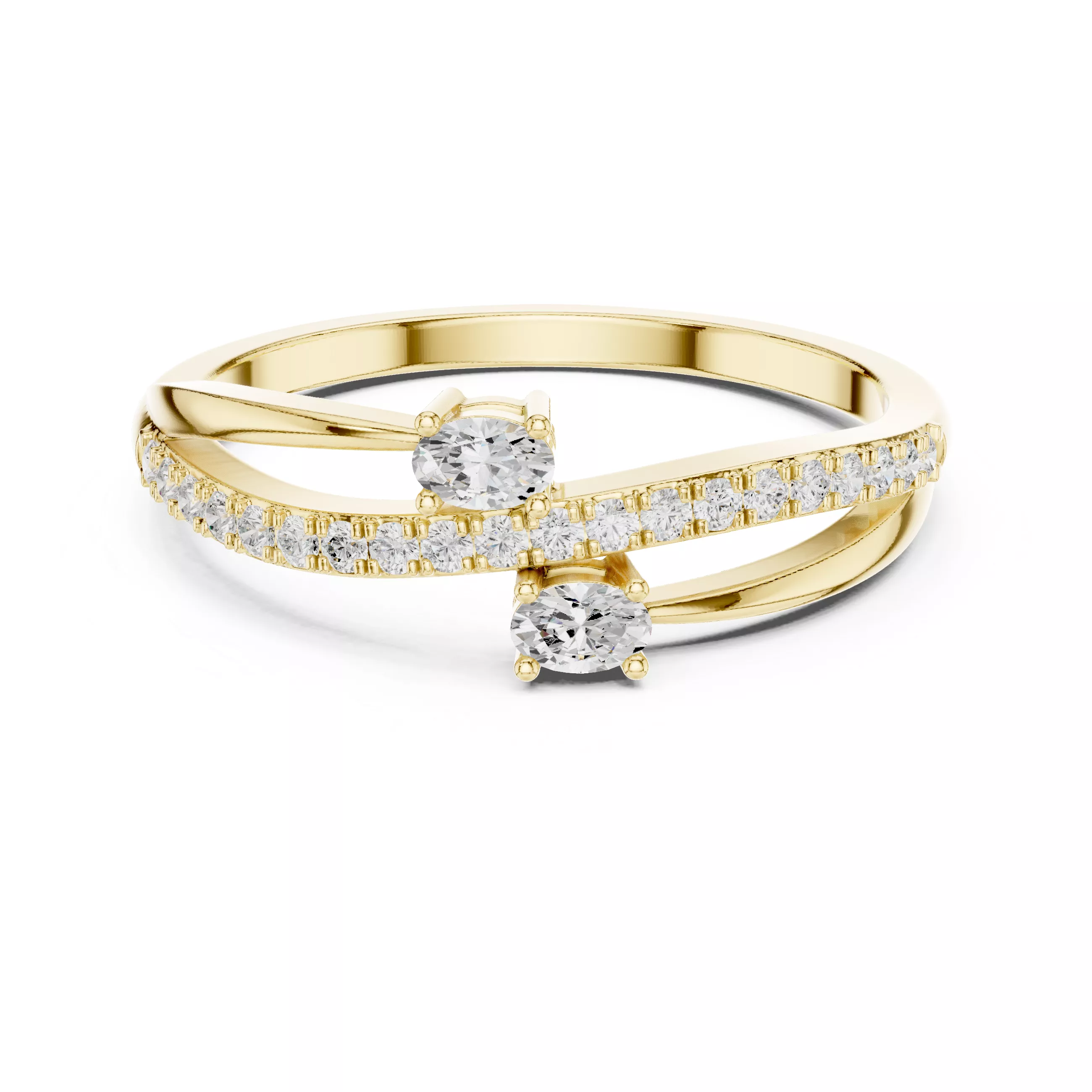 Oval and Round Accent Stone Engagement Ring 3D print model