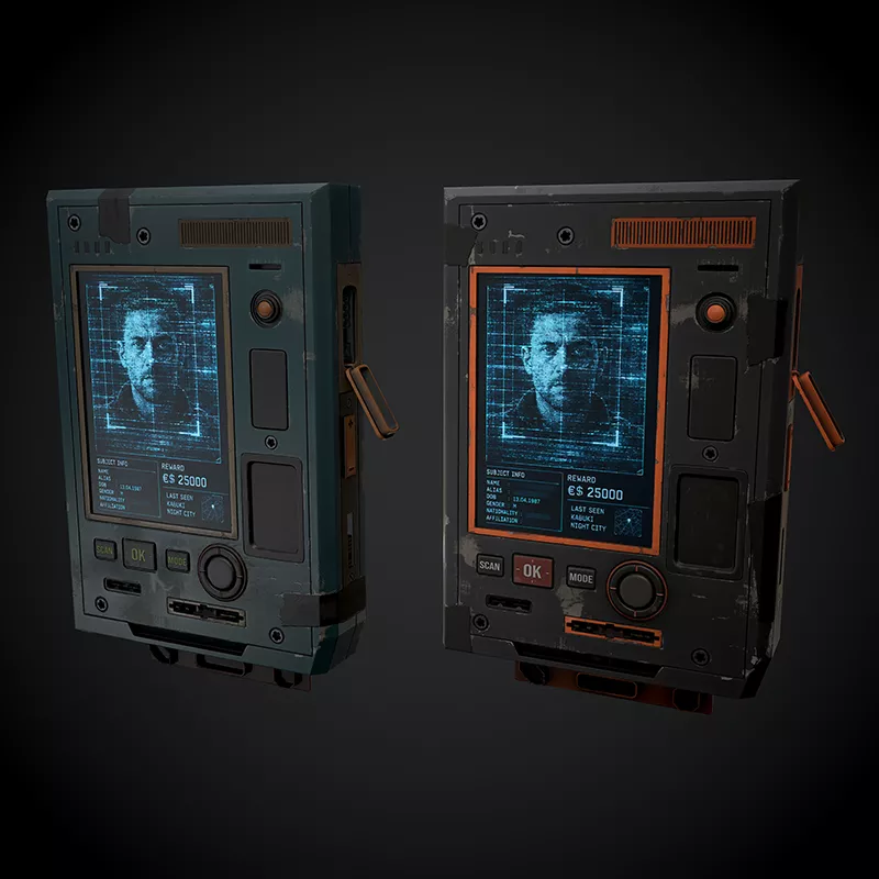 Futuristic bounty hunter tracking and identification scanner Low-poly 3D model