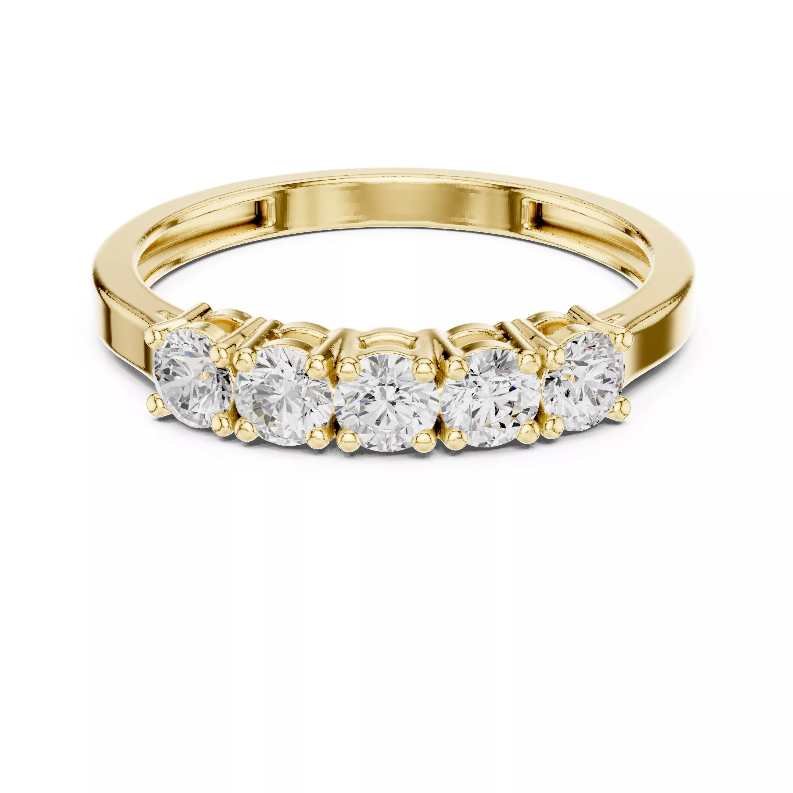 Five-Stone Round Diamond Band Engagement Ring 3D print model