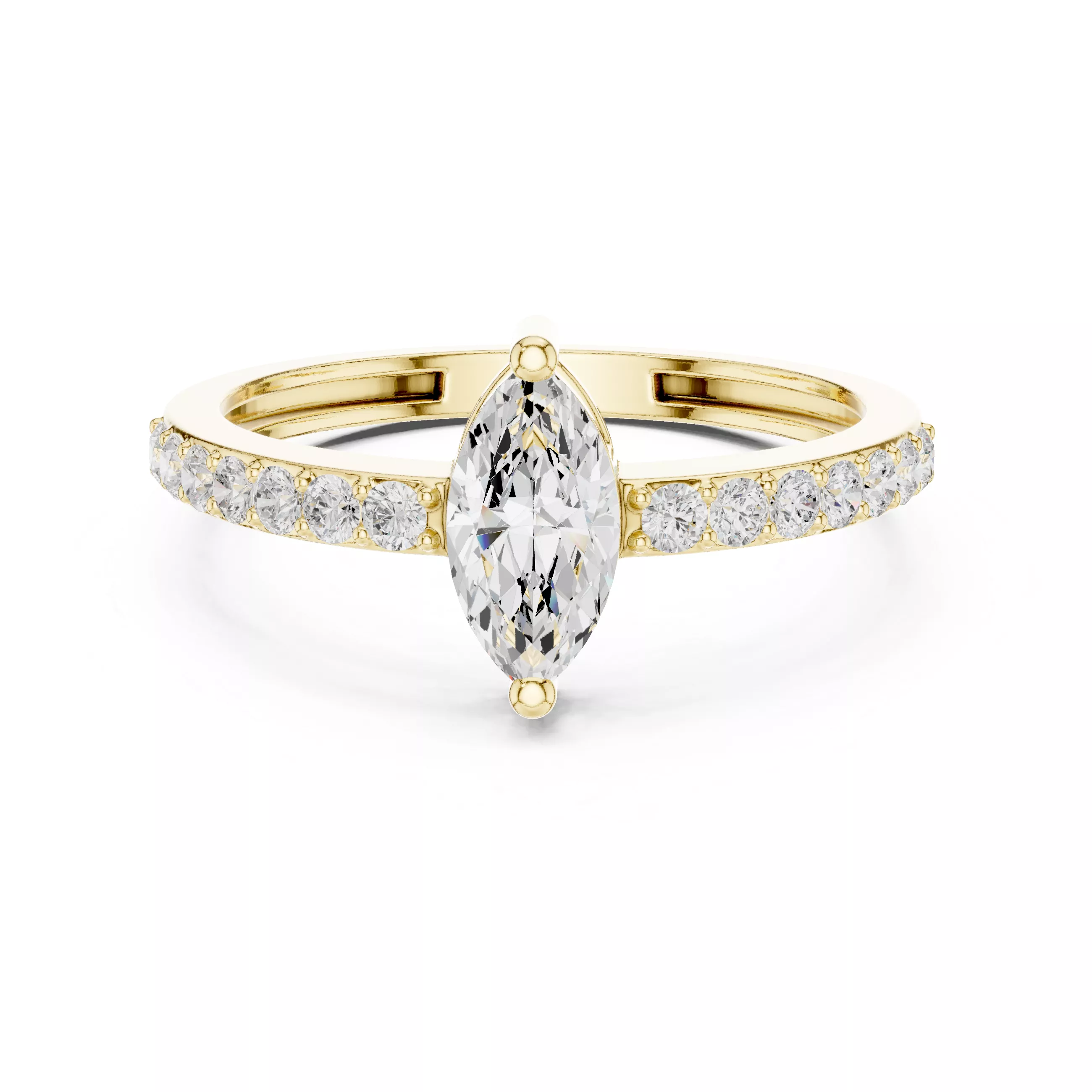 Marquise and Round Accent Stone Engagement Ring 3D Model 3D print model