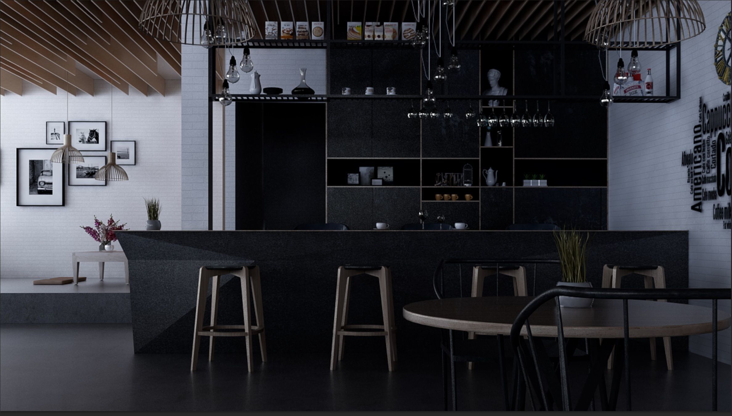 Cafe shop interior  Low-poly 3D model_7