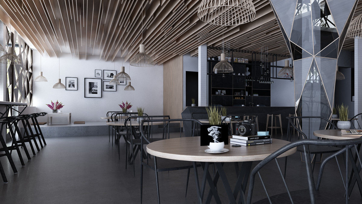 Cafe shop interior  Low-poly 3D model_6