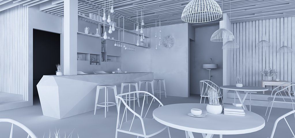 Cafe shop interior  Low-poly 3D model_11