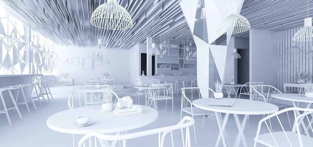 Cafe shop interior  Low-poly 3D model_8