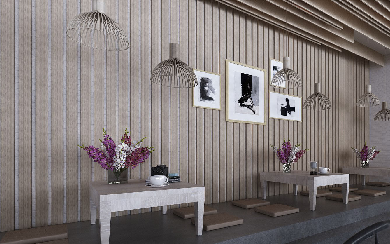 Cafe shop interior  Low-poly 3D model_3