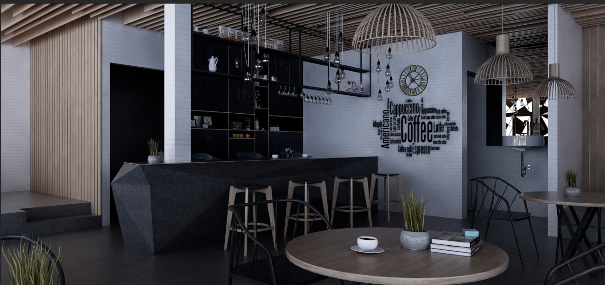 Cafe shop interior  Low-poly 3D model_5