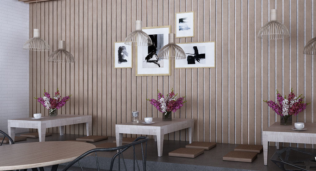 Cafe shop interior  Low-poly 3D model_2