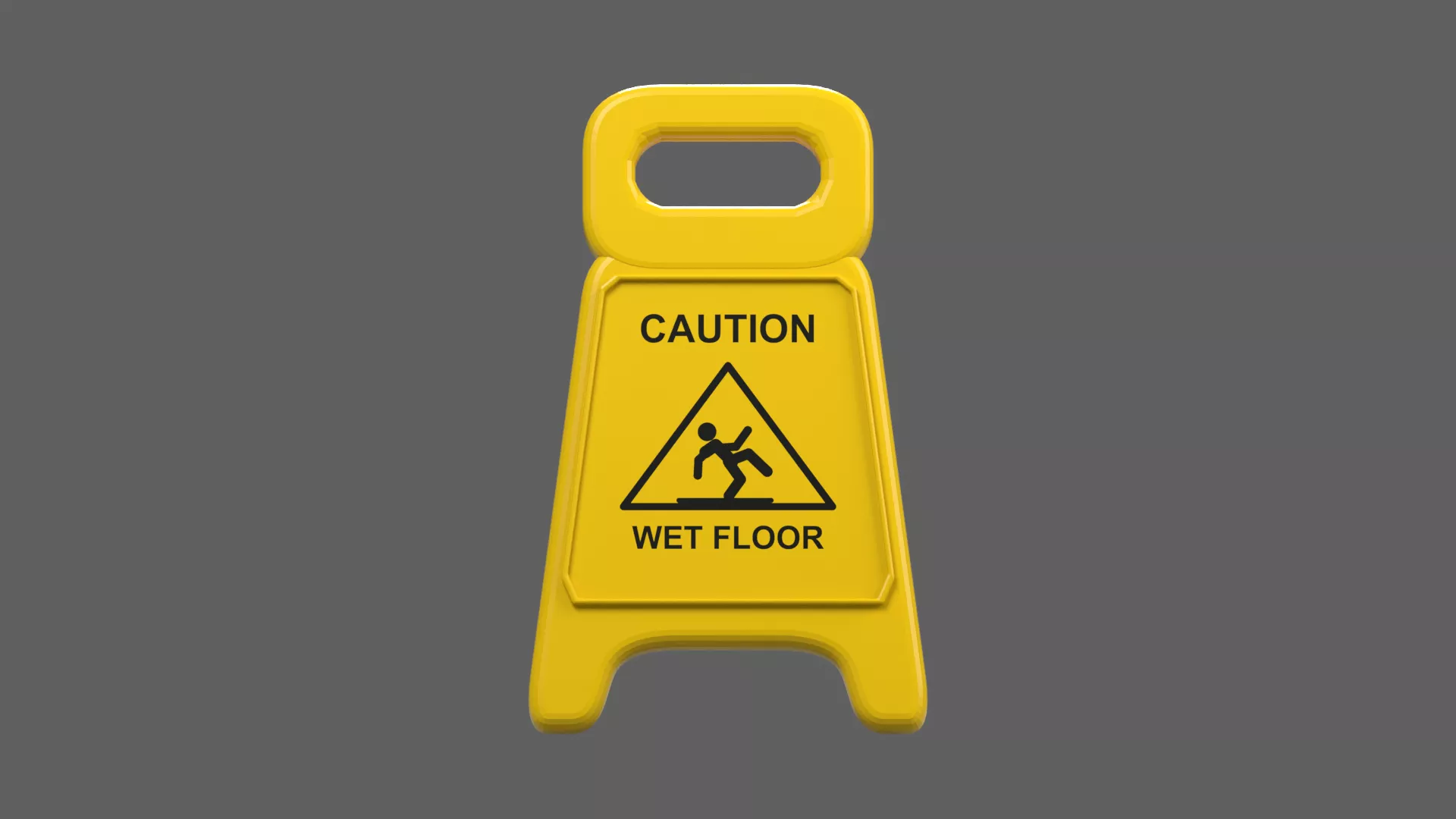 Rounded Yellow Folding Wet Floor Sign Low-poly 3D model