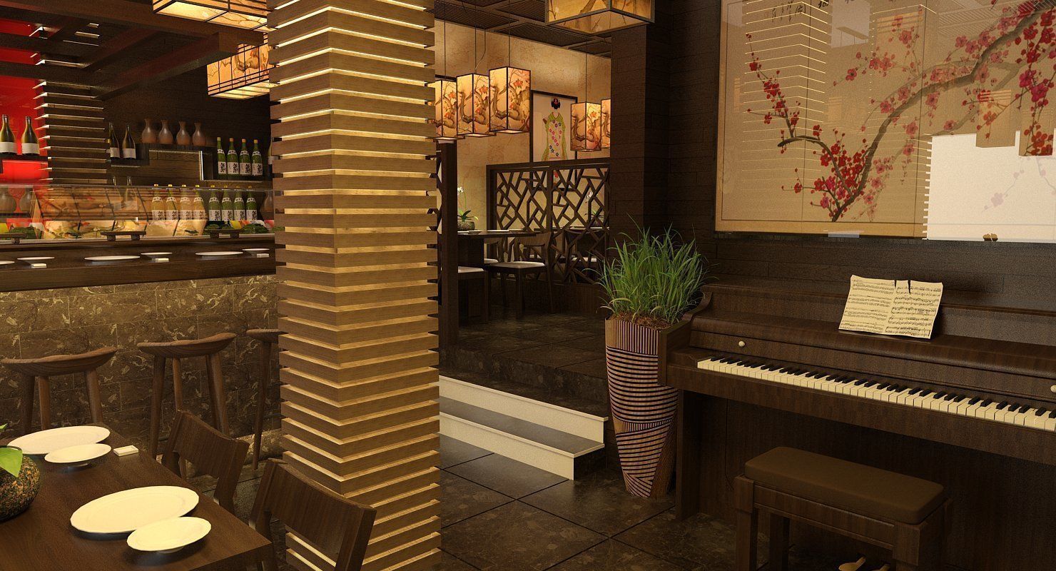 Japanese Restaurant Interior  Low-poly 3D model_5
