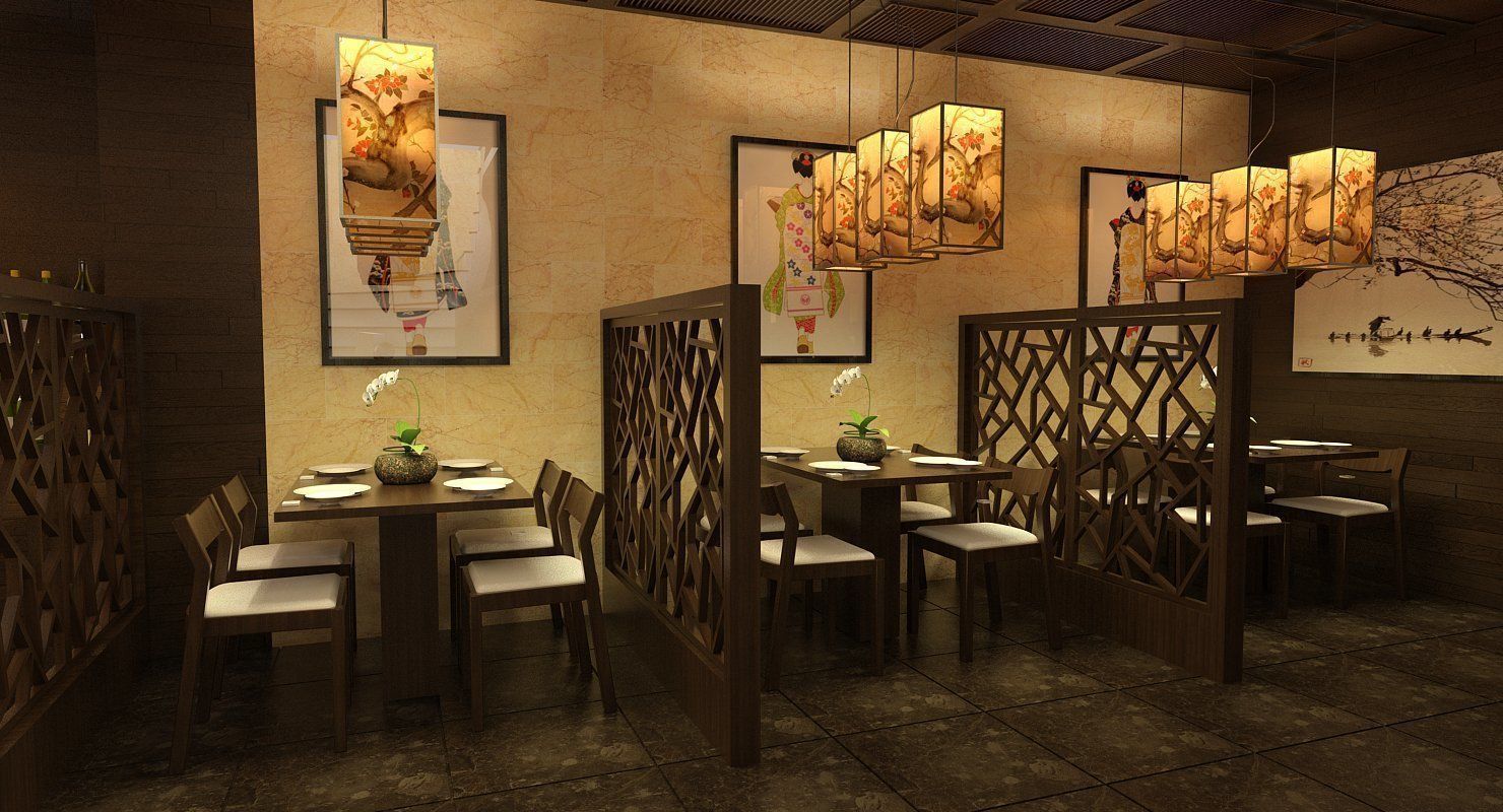 Japanese Restaurant Interior  Low-poly 3D model_8