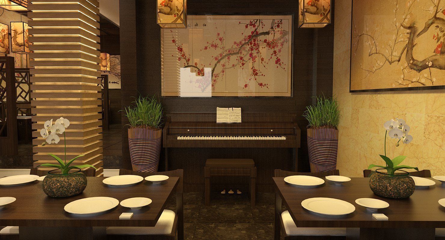 Japanese Restaurant Interior  Low-poly 3D model_3