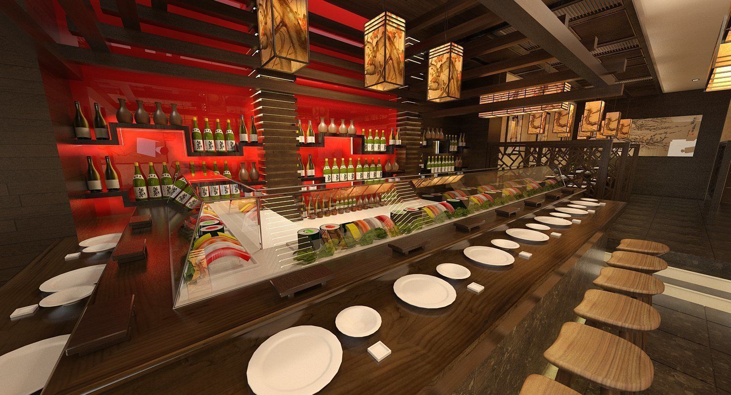 Japanese Restaurant Interior  Low-poly 3D model_7