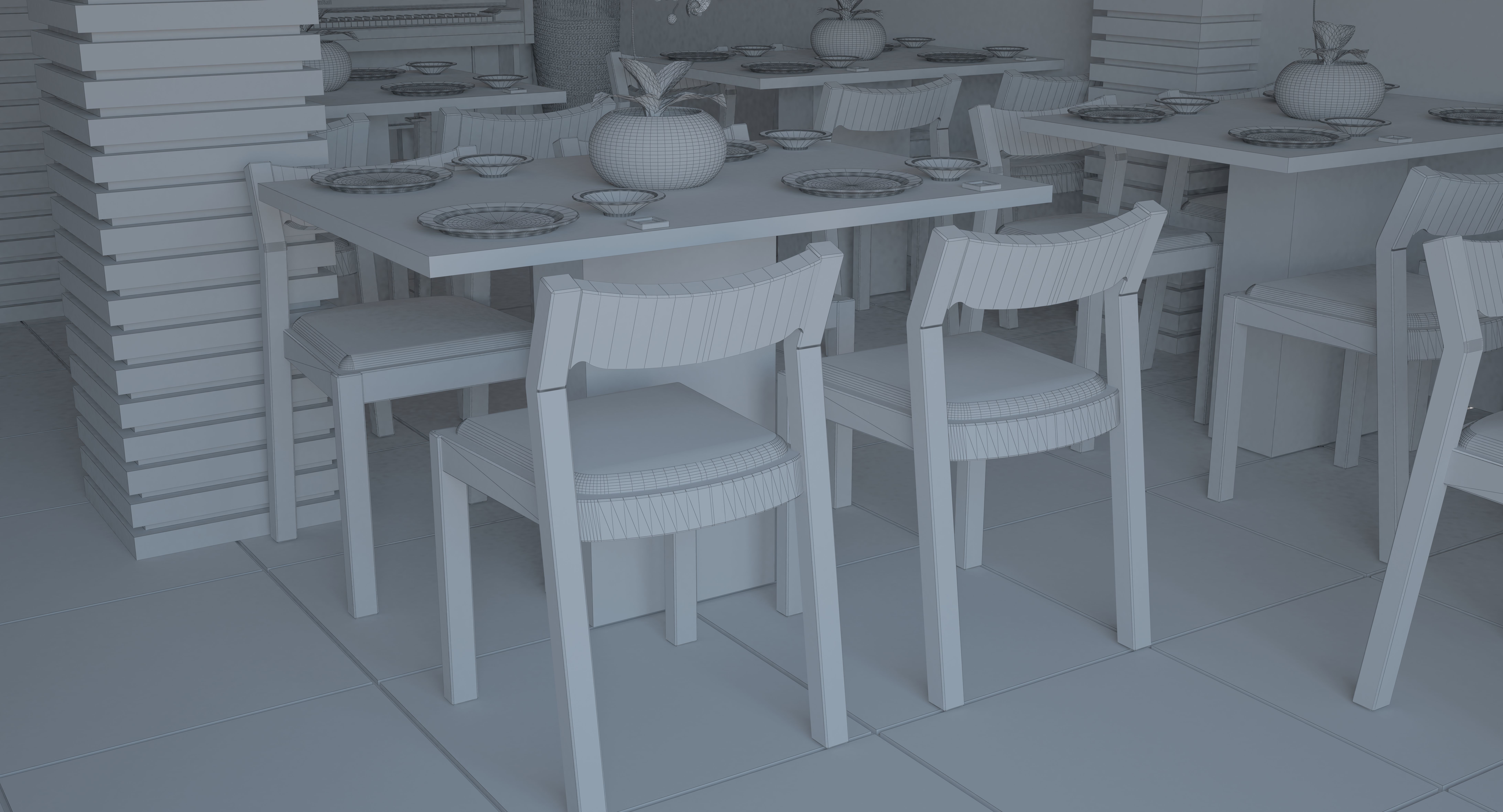 Japanese Restaurant Interior  Low-poly 3D model_11