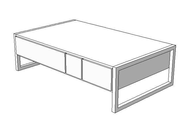 Walnut coffee table with 6 drawers h 34 w120 d72 cms Low-poly 3D model_3