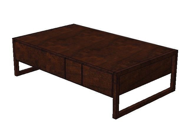 Walnut coffee table with 6 drawers h 34 w120 d72 cms Low-poly 3D model_2