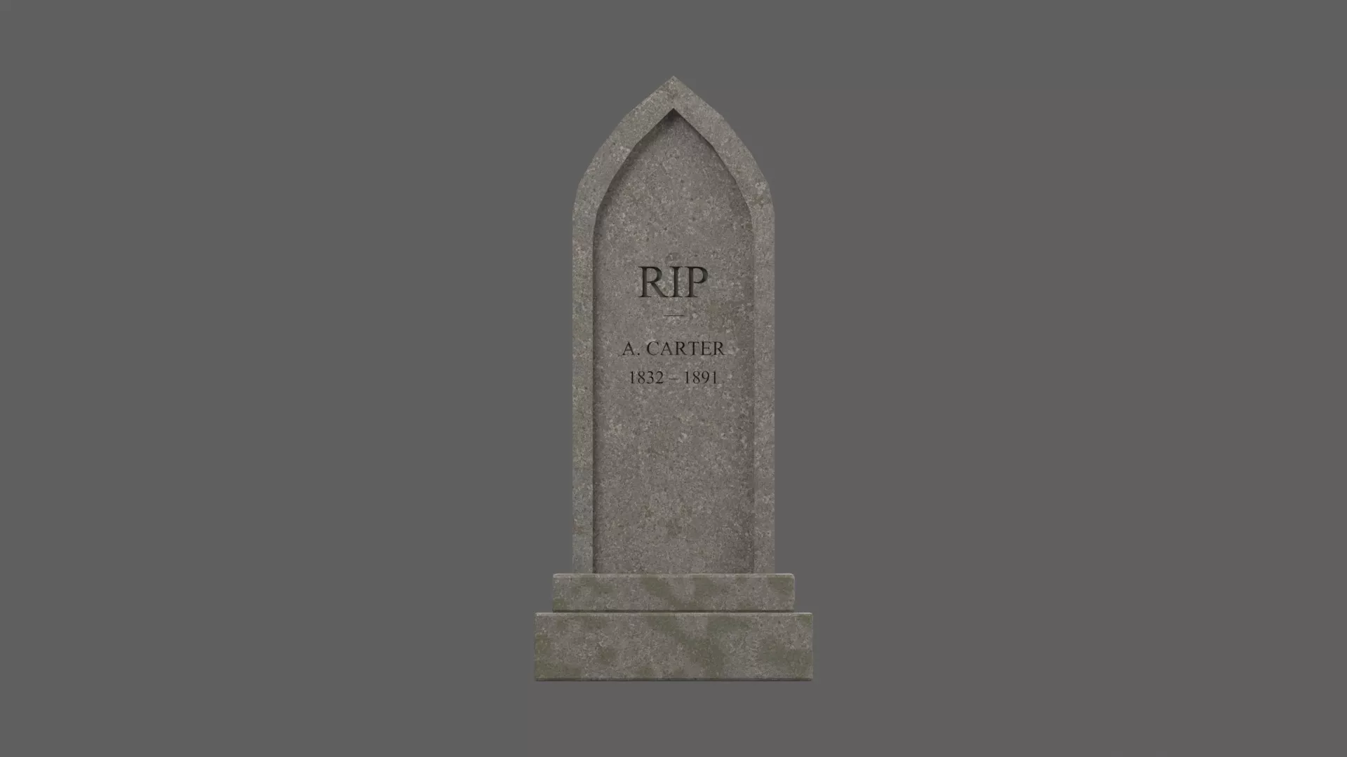 Gothic Pointed Gravestone on Stepped Base Low-poly 3D model